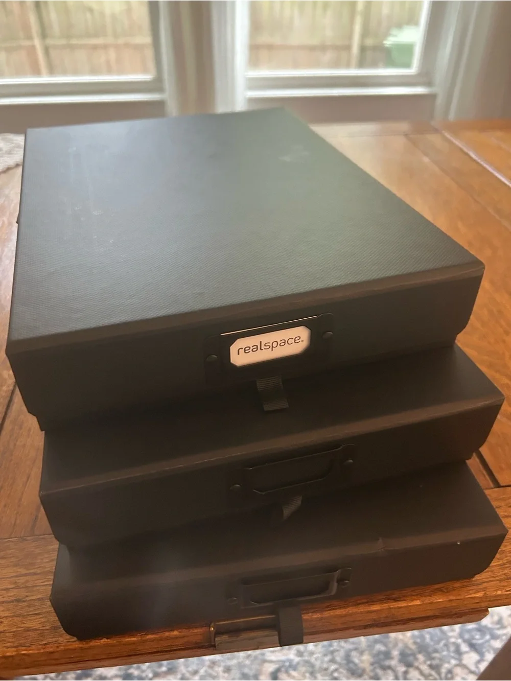 Realspace Black Stackable Storage Boxes - Set of 3